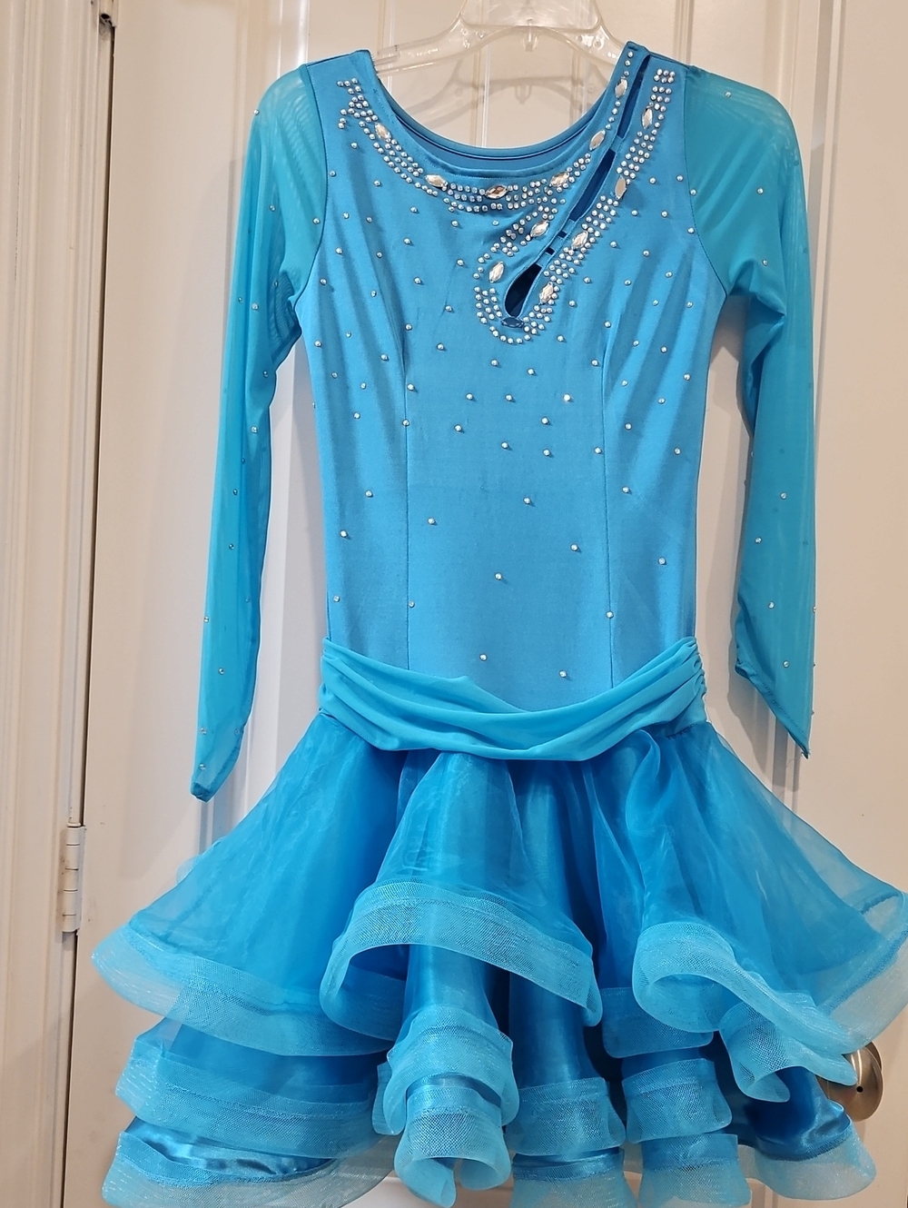 Blue Girls' Sparkle Skater, Ballroom Dance  Dress